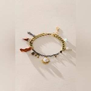 NWT Free People Ariana Ost Bali Charm Anklet In Gold